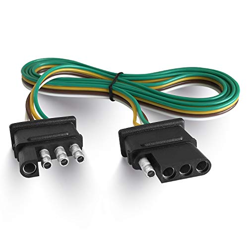 Mosleyz Trailer Wire Extension 4-Way 4 Pin Plug, 4 Wire 4-Flat Connector with Male & Female Plug 18 AWG 59 inch Hitch Light Trailer Wiring Harness Extender