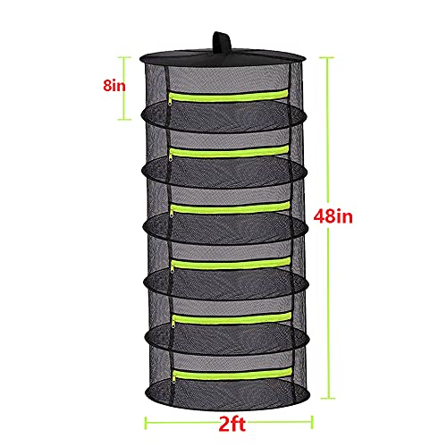 Yorsvueghe 2Ft 6 Layer Mesh Hanging Herb Drying Rack W/Green Zipper And Scissor For Drying Petal Plants #TOP1