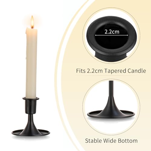 Black Candlestick Candle Holders for Taper : Romadedi Candle Stick Holder Vintage Table Centerpiece Halloween Decoration Wedding Christmas Fireplace Mantel Home Deocr Set of 2