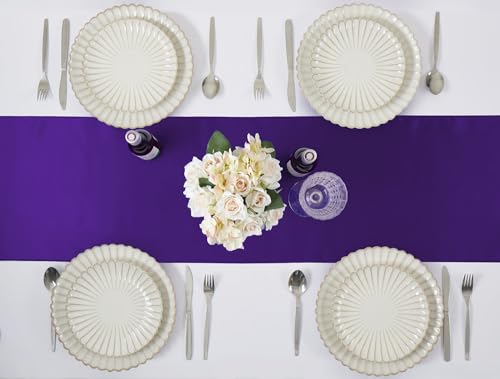 Purple Satin Table Runner 12x108 Inches Long, Silk-Like Smooth Table Decor for Wedding Birthday Party, 12 Pack by VCUSUELER - Used condition - Image 5