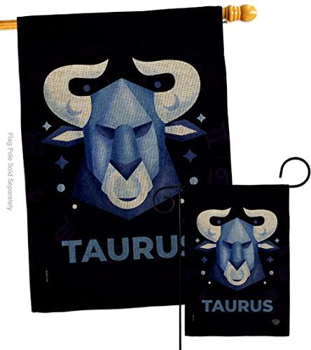 Ornament Collection Taurus Garden House Flag Set Interests Zodiac Sign Celestial Stars Sun Horoscope Constellation Space Decoration Banner Small Yard Gift Double-Sided, Made in USA