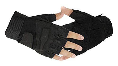 TININNA Guantes de Deporte,Medio Dedo Guantes para Ciclismo Fitness Gym Medios Guantes del Dedo Entrenamiento con Ejercicios de Pesas-Negro M