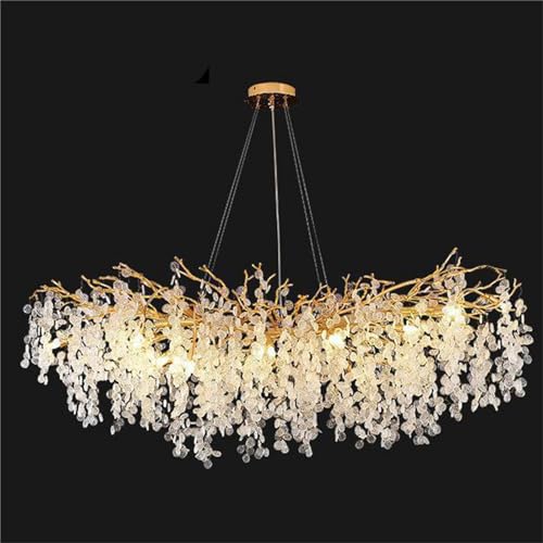 Lustre cristal moderne or arbre de fortune 80cm pour salon luxueux