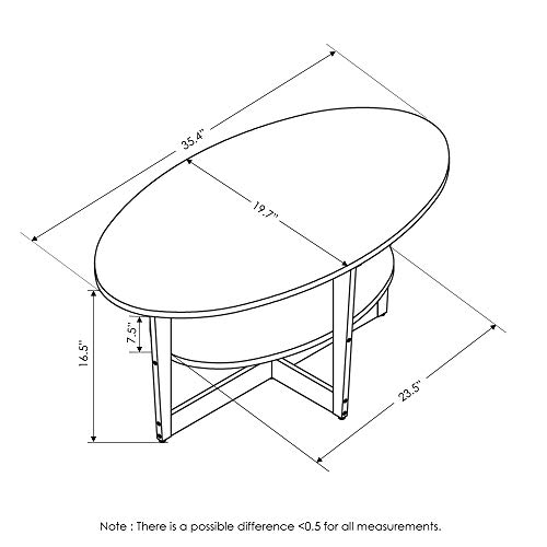 Furinno Coffee Table, 1-Pack, French Oak Grey/Black #TOP1