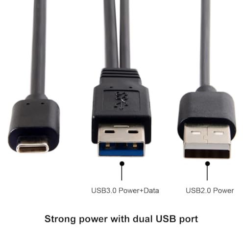 cablecc Type-C USB-C to USB 3.0 Male & USB 2.0 Dual Power Data Y Cable for Laptop & Hard Disk by cablecc - Image 4