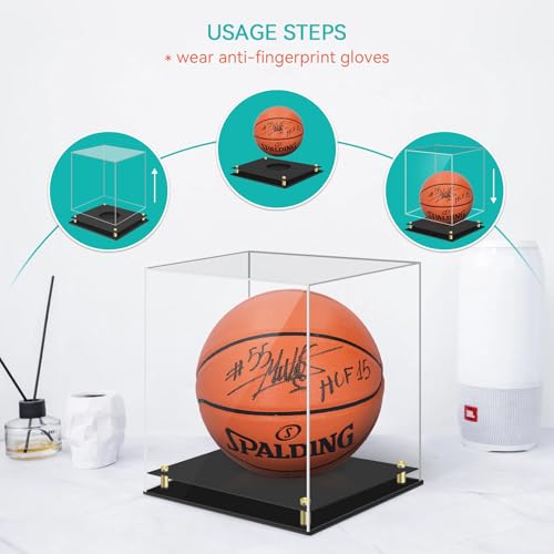 Basketball Display Case, Clear Acrylic Signed Basketball Case Stand Basketball Box Holder for Autographed Basketball Soccer for Boys Men Room Décor Ideal Gift Athlete (No Assembly Required) by 1DOT2 - Image 2
