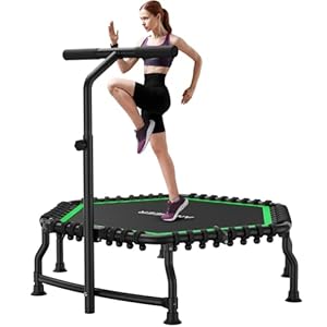 ANCHEER 50″ Rebounder Trampoline for Adults- 2025 Foldable Mini Trampoline with Bar- Exercise Trampoline for Adults, Max Load 560lbs, for Indoor/Garden Workout