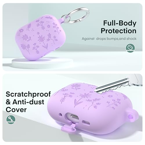 Maxjoy for AirPods Pro 3 Case Cover 2025,Engraved Soft Silicone Purple — view 5