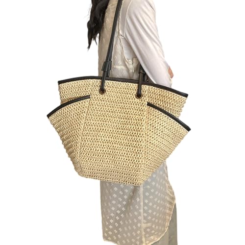 Grand sac utilitaire en rotin tressé à la main, l'élégance de l'été