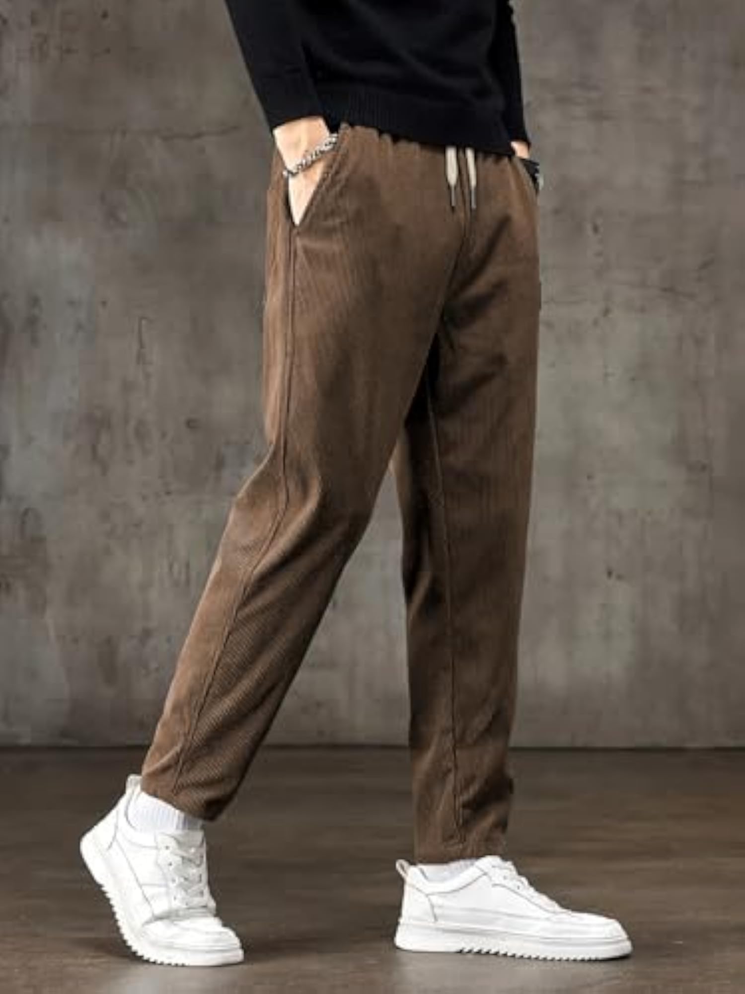 Comfortable Casual Pants, Relaxed Fit Stretch Waist Trousers