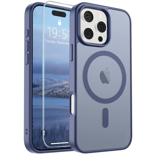 Image of SUPFINE Magnetic for iPhone 16 Pro Case (Compatible with MagSafe) (Military Grade Drop Protection) Slim Translucent Matte Shockproof with Anti-Fingerprint Phone Case,Lavender Gray
