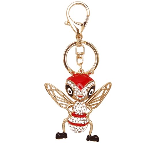 Image of Ciieeo Metal Bee Keyring Cartoon Bee Pendant Red Enamel Coating, Lightweight and Easy to Carry, Gift for Friends and Family, Decorative Bag Accessory Keychain