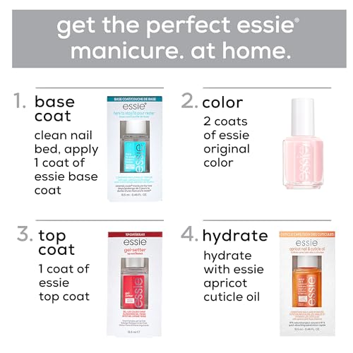 essie salon quality nail care, vegan formula, clear base coat, Here To Stay, 0.46 fl oz