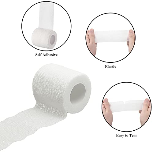 12 Pieces Self Adhesive Bandage Wrap Tape Stretch Self Adherent Cohesive Toe Tape For Sports, Wrist, Ankle, 5 Yards Each (White, 2 Inches) #TOP2
