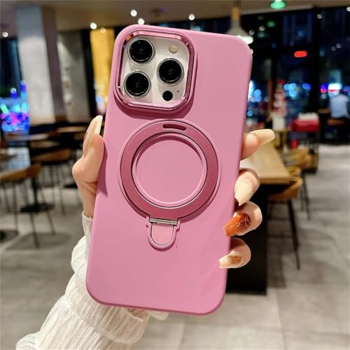 Coque magnétique iPhone 15 Pro Max fine antichoc avec béquille intégrée rose vif