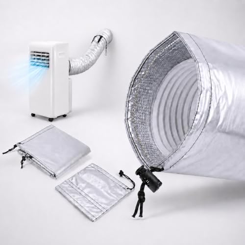 Portable AC Hose Insulation Sleeve, Upgraded 3-Layer Hose Cover Wrap with Adjustable Length for 5" & 5.9" Diameter Exhaust Hose