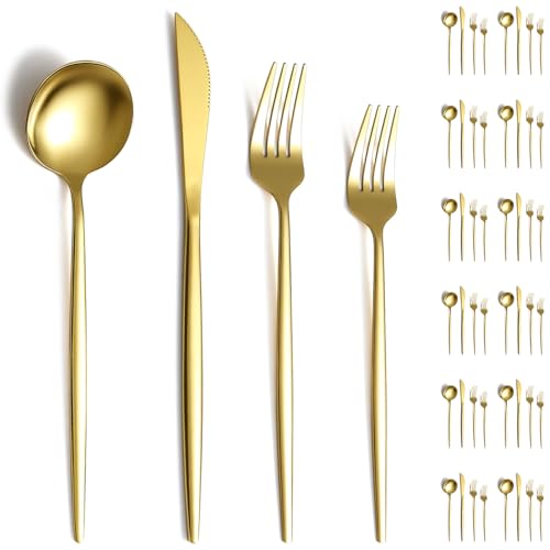 Con 12 cucchiai da pranzo, 12 forchette da pranzo, 12 cucchiai da tè e 12 coltelli da pranzo, questo set è un must per la casa e il ristorante.