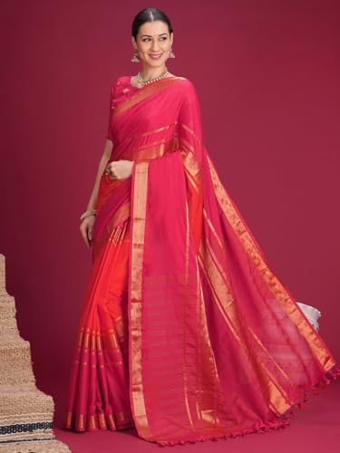 Image of AKHILAM Women's Mysore Silk Ombre Woven Design Saree With Unstitched Blouse Piece (KUSUM4101 NSM Parent)