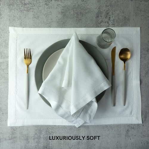 Rickion White Linen Placemats Set Of 6 - Bamboo Placemats - 14" X 18" - Light Natural Linen Placemats - Spring Summer - Machine Washable #TOP1