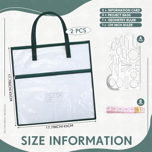 Feifeiya 2 Pack 17.7 Inch Sew Project Bag Needlepoint Project Bag Quilting Embroidery Craft Organizer Storage Bags with Handle and Pocket Zippered with Tools for Art Craft Knitting Quilting Stitching by Feifeiya - Image 2