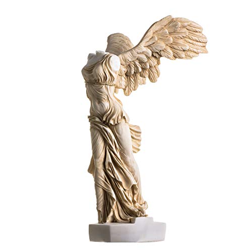 Estatua de la victoria de Samotracia alada en tono dorado Alabastro Ruinas antiguas Louvre Museum Figurine 13.8 pulgadas Cover