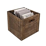 Luneodoki Wooden Decorative Storage Cube Boxes with Handles, 11” x 11” x 11” Large Storage Baskets For Shelves, Stackable Cube Containers Organizing Bins for Toy, Clothes, Books, Office