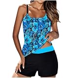 Lisgai Womens Swim Tops with Shorts, Blouson Tankini Swimsui...