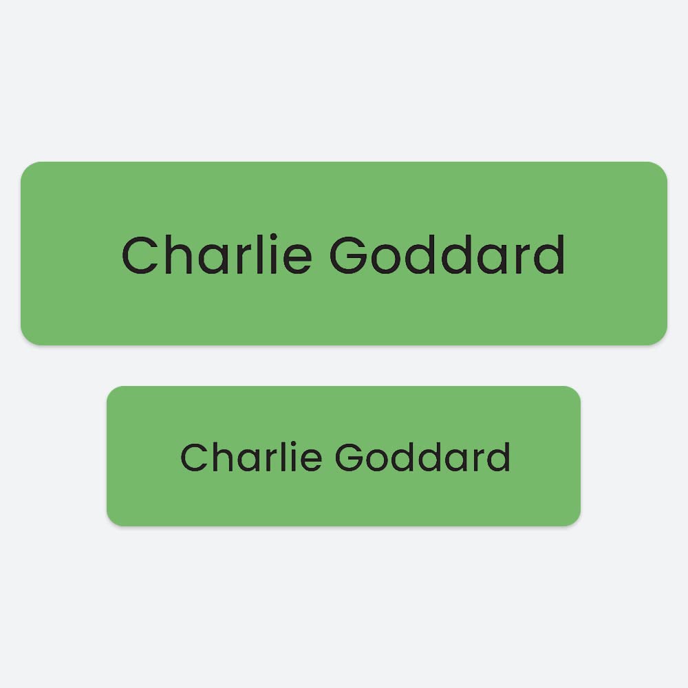 50 x No Iron Personalised Stick On Waterproof Washable Name Labels Great for Clothes, School Uniform, Equipment, Shoes. School, Nursery, Day Care, Hospital - Green
