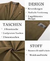 PJ PAUL JONES Herren Leinen Blazer Regular Fit Sakko Sportlich Freizeit 2 Knöpfe Business Anzugjacke (Dunkles Khaki, L) – Ansicht 3