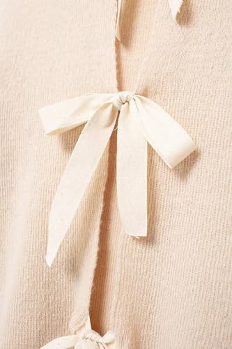 Image of Monkay Cardigan Sweaters for Women Bow Tie Front Long Sleeve Knit Sweater Tops Slim Fit Cute Clothes Spring Fashion