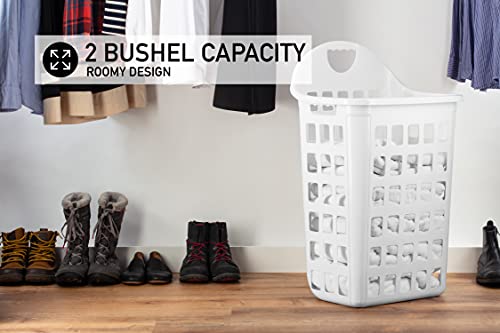 United Solutions Rolling Hamper With Built-In Handle, Two Bushel Capacity Holds 3 Loads Of Laundry, Smooth-Gliding Thermo-Rubber Wheels, White, Ventilated Design #TOP4