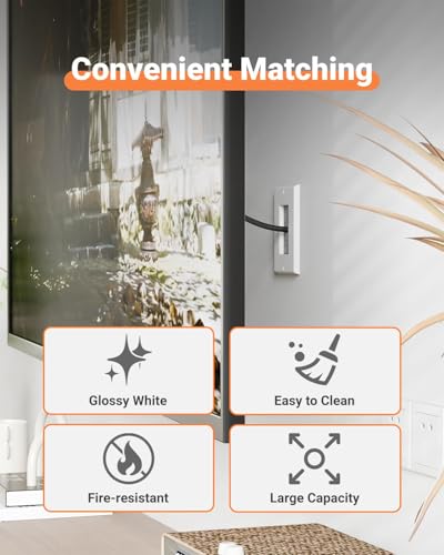 LEENUE Brush Wall Plate with Mounting Bracket, Cable Pass Through Decorator Cover for Low Voltage Wires, Single Gang Cord Hider for TV Home Theater System, White, 2 Pack