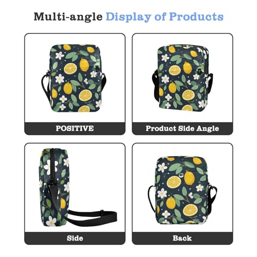 Crossbody Bag Lemon Flower Summer Messenger Bag for Women Men Purse Shoulder Bag Satchel Bag with Adjustable Strap 214A94214