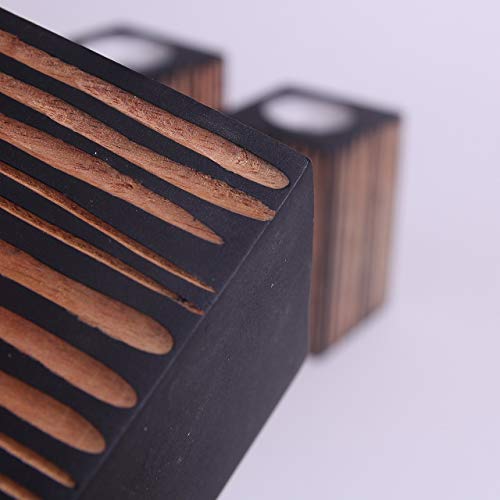 Set Of 3 Mango Wood Candle Holder Wooden Tea Light Stand Wood Candlestick Black #TOP6