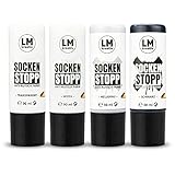 LM-Kreativ Socken Stopp Anti Rutsch Set (Set Schwarz, Weiß, Grau, Transparent) - ABS Antirutsch, Sock Stop Creme, flüssige Sockensohle, Rutsch-Stop