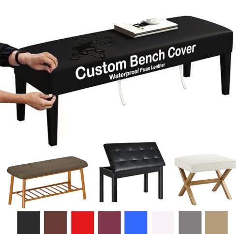 Premium Waterproof Faux Leather Bench Cover - Customizable Protector for Dining, Piano, Kids Playroom, and Entryway with Secure Elastic Fit