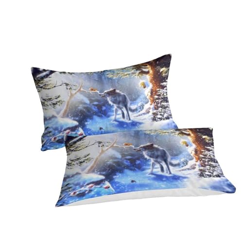 Housse de couette loup 220x240 avec taies d'oreiller lit king size