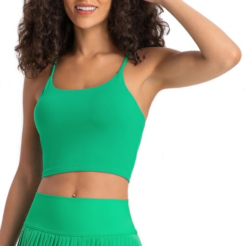 Lemedy Women Padded Sports Bra Fitness Workout Running Shirts Yoga Tank Top (2XL, Green)