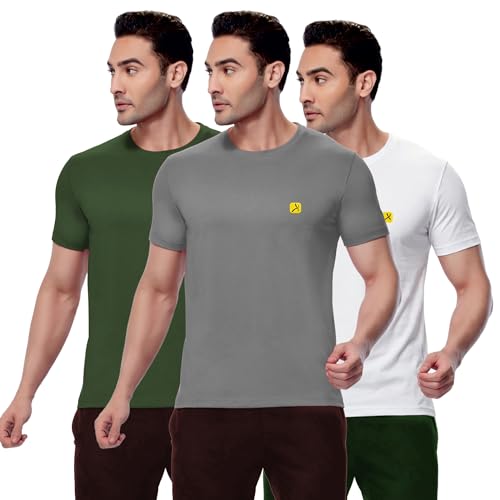 Image of AMUL COMFY Men's Cotton Plain Round Neck Half Sleeve Casual T-Shirts