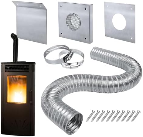 Manolyee Kit de entrada de aire para estufa de pellets, tubo de ventilación para estufa de pellets, accesorios para chimenea y horno, diseño resistent...