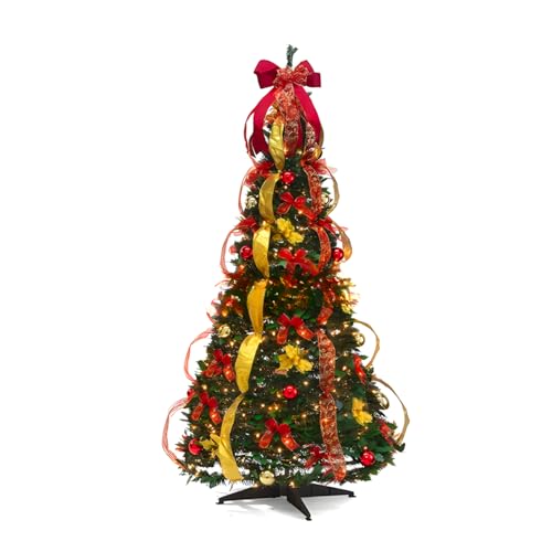 Avilia – Albero Di Natale Richiudibile Pop-Up 150 Cm Con 100 Luci Led Calde Integrate, Design Slim Salvaspazio, Montaggio Rapido E Facile Da Riporre, Ideale Per Decorazioni Natalizie Eleganti - 9
