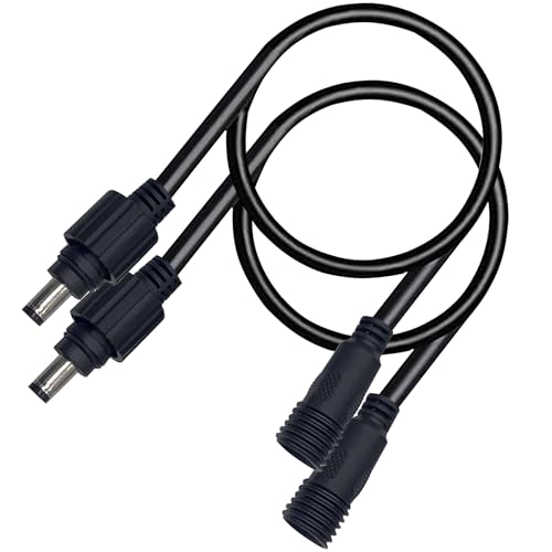 tunghey 2Pack Outdoor IP67 Waterproof DC Extension Cable Cord 2.1mm x 5.5mm DC Extension Wire 1M