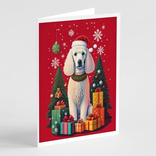 Caroline's Treasures DAC3143GCA7P Poodle Holiday Christmas Greeting Cards Pack of 8 Blank Cards with Envelopes Whimsical A7 Size 5x7 Blank Note Cards