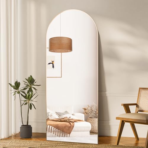 Miniatura 2 de Cassilando Espejo De Cuerpo Entero, 165 X 60 Cm, Espejo Curvado, Espejo De Suelo Con Soporte, Colgante O Apoyado En La Pared, Espejo De Pie, Espejo Grande Para Dormitorio Dorado