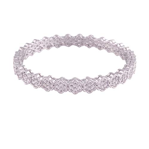 I Jewels Silver Plated Designer Wedding Cz American Diamond Studded Brass Kada/Bangles Jewelry For Women And Girls (Set Of 2) (Adb300S-B) #TOP3