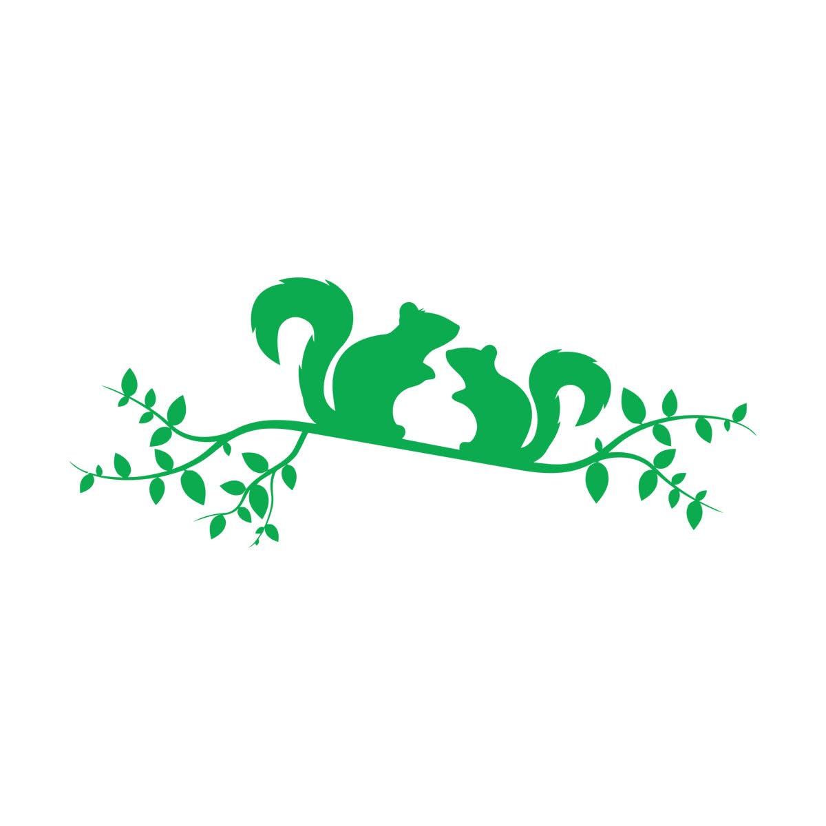 Engraving Decals Couple Squirrels Funny Animals Tree Branch 49.5x123.8cm Easy Installation Extra Large Green — image 1