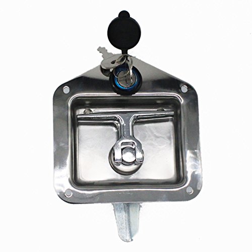 X-Haibei Truck Toolbox Door Lock Latch Recessed Folding T Handle Stainless Steel Latch with Keys for Trailer RV