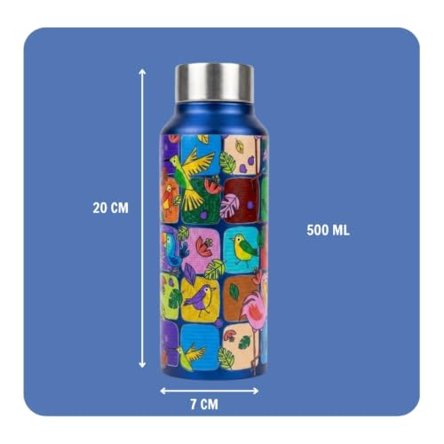 Image of VOIK Printed Stainless Steel Water Bottles for Kids, Office, Sports & Travel (750 ML) (Flamingo-Screw)