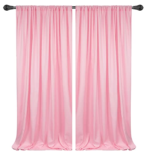 KNGKILQN 10x10ft Pink Polyester Backdrop Curtain 2 Panels Party Wedding