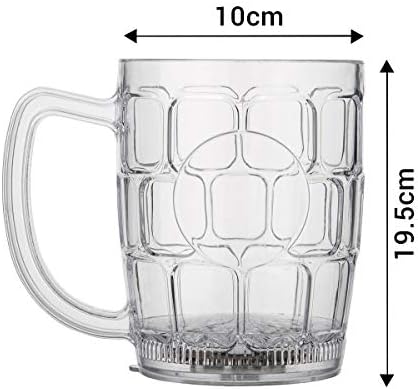 Ultra 1 Pack of LED Flashing Plastic Beer Mugs with Handles LED Light Bar Water Glasses Plastic Tumblers For Adults Children Beer Stein Glass Disco Light One Pint Cocktail Glass Beer Glass 1lt Stein